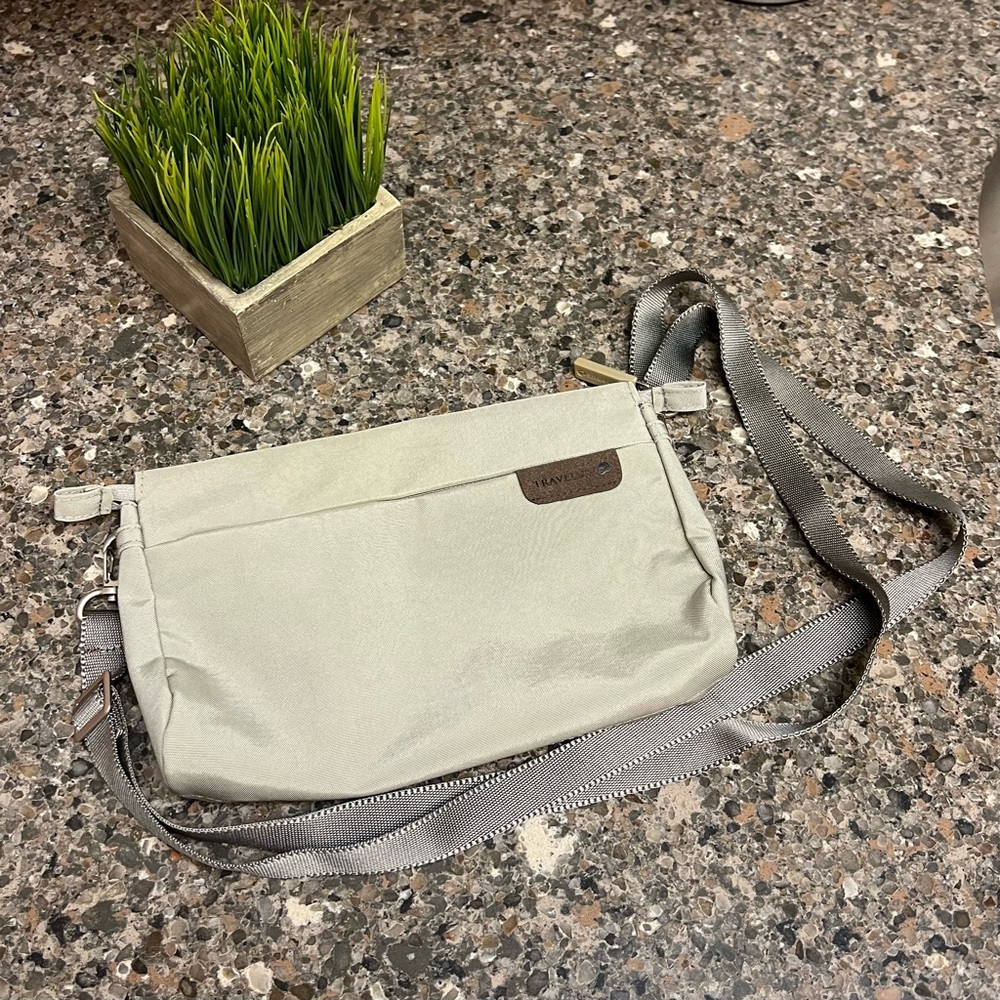 Travelus Korean Slim Shoulder Bag • Gray Travel Purse Crossbody Clutch Passport